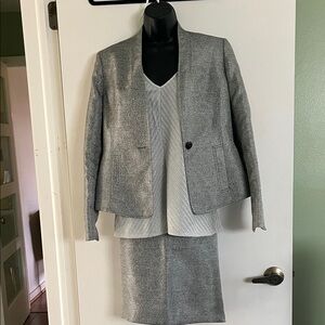 Gray Blazer and Skirt Set